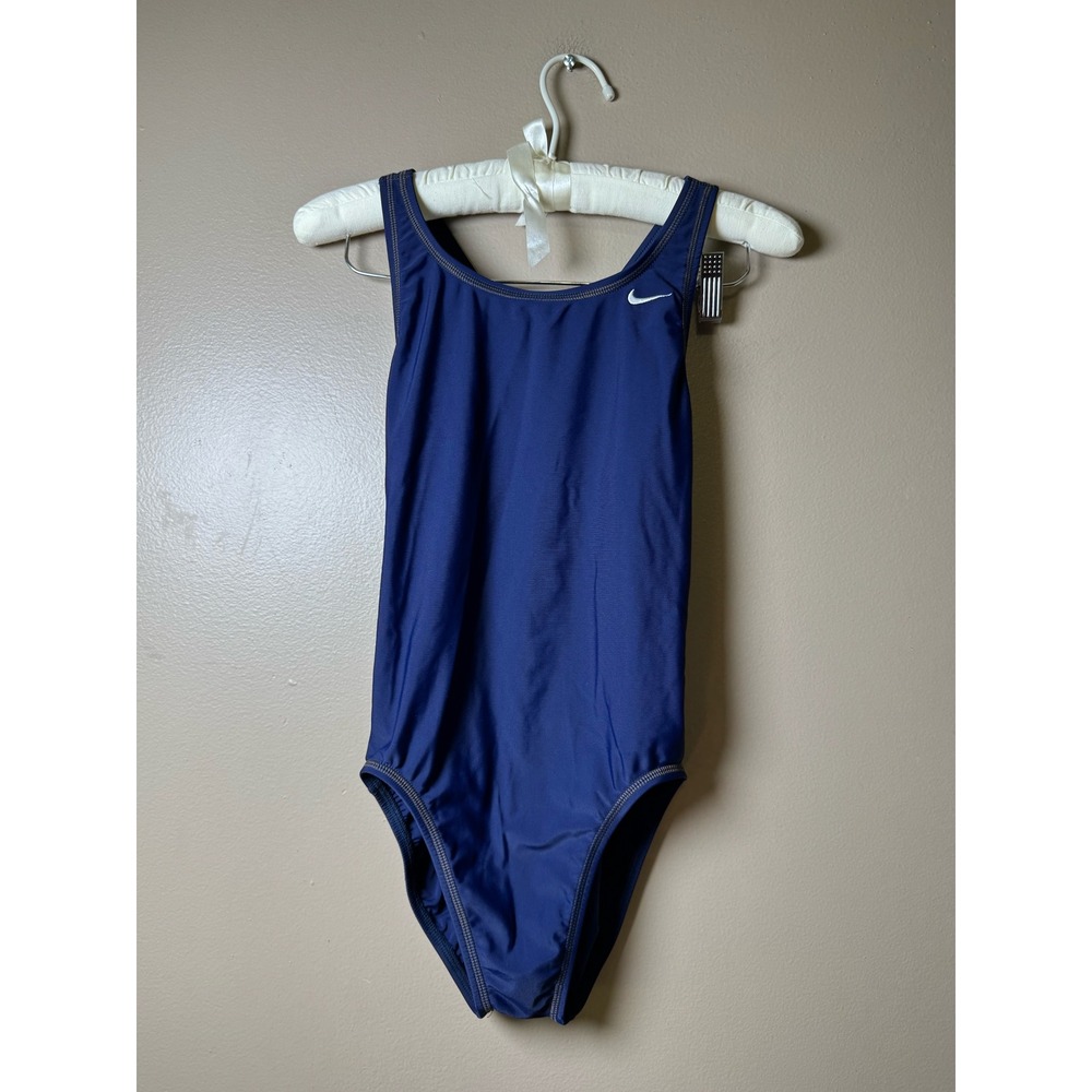 Nike Womens Navy Blue Racerback One Piece Swimsuit Size 6 TESS0050 Performance